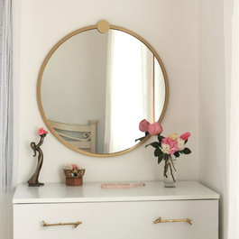 Hanah Home Espejo Redondo de Metal Dorado A708